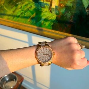 Gold Michael Kors Rhinestone Watch